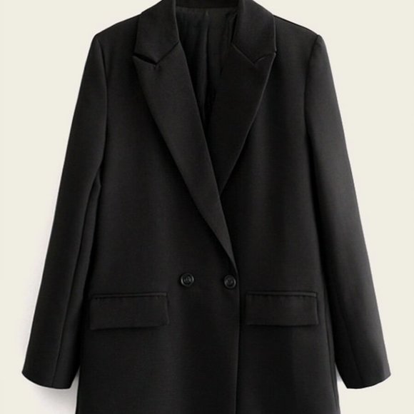 Classy Timeless Double Breasted Lapel Neck Blazer black - Picture 13 of 16